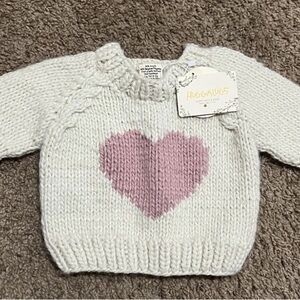 White Sweater with Pink Heart